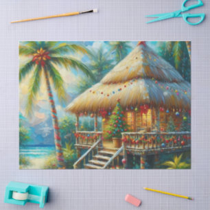 Tropical Hut Christmas Palm Tree Beach Lights Tissue Paper