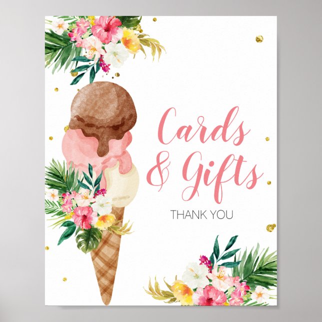 Tropical Ice Cream Floral Cards & Gifts Poster (Front)