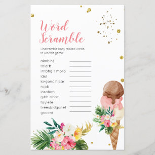 Tropical Ice cream Word Scramble Bridal Shower