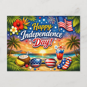 Tropical Independence Day Celebration Holiday Postcard