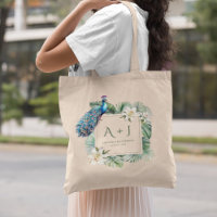Tropical Indian Peacock Floral Wedding Monogram