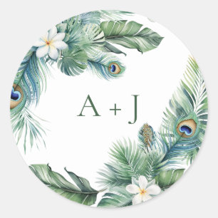 Tropical Indian Peacock Wedding Envelope Seal