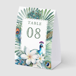 Tropical Indian Peacock Wedding Table Number