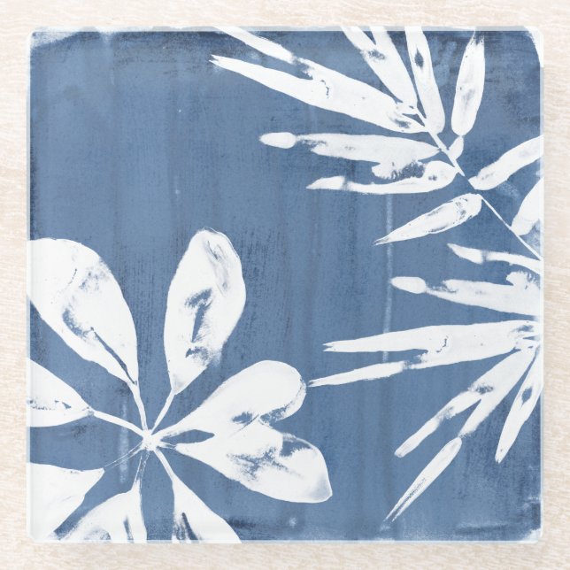 Tropical Indigo Impressions - Tropical Greenery Glass Coaster (Front)