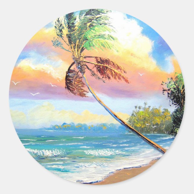 Tropical Inlet Bay Classic Round Sticker (Front)