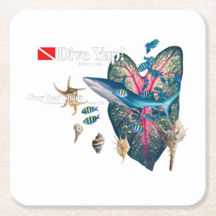 Tropical Invitation Square Paper Coaster