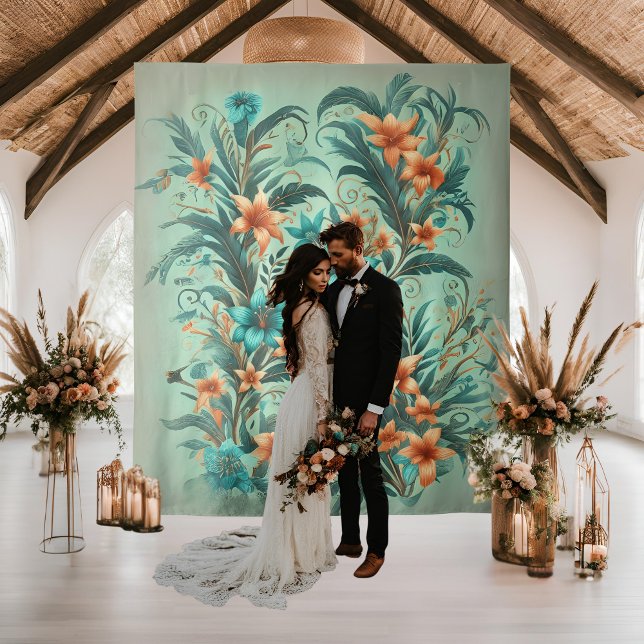 Tropical Iridescence Wedding Backdrop Tapestry (Creator Uploaded)