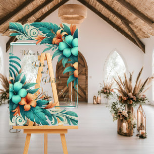 Tropical Iridescence Wedding Welcome Sign