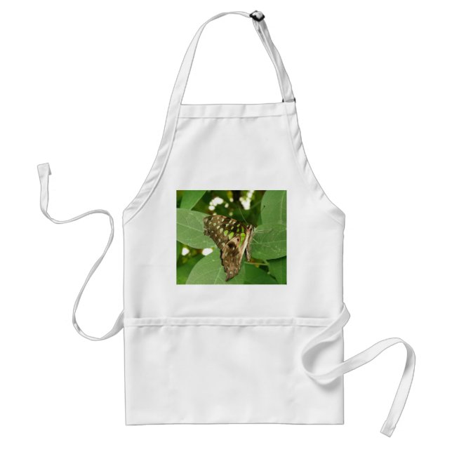 Tropical Iridescent Green Butterfly Apron (Front)