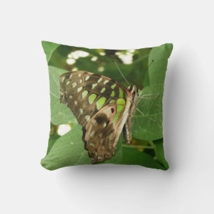 Tropical Iridescent Green Butterfly Pillow