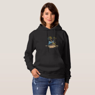 Tropical Island and Palm Tree   Hoodie