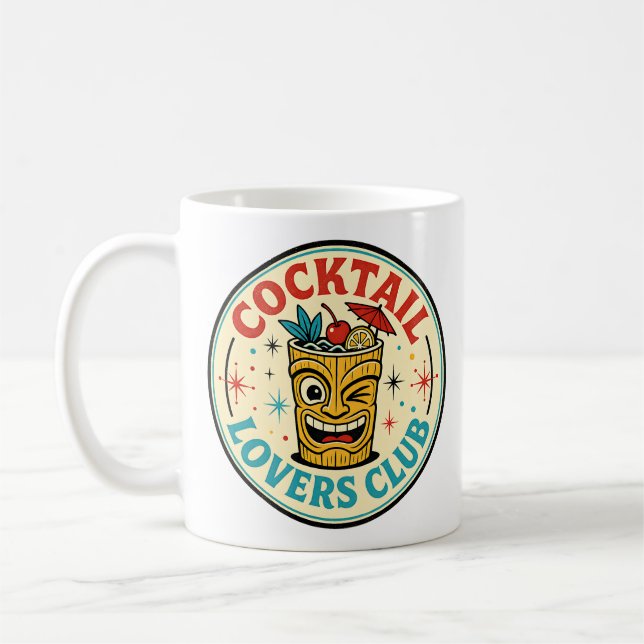 Tropical Island Bar Retro Design Coffee Mug (Left)