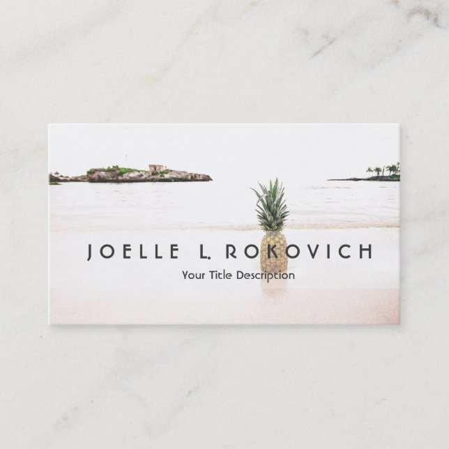 Tropical Island Beach Accent Pineapple Romantic Business Card (Front)