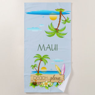 Tropical Island Beach - Beach Please & Your Text Beach Towel