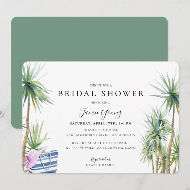 Tropical Island Beach Bridal Shower Invitation (Front/Back)