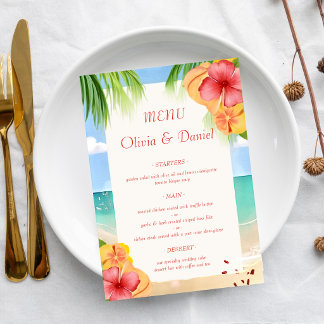 Tropical Island Beach Floral Wedding Menu