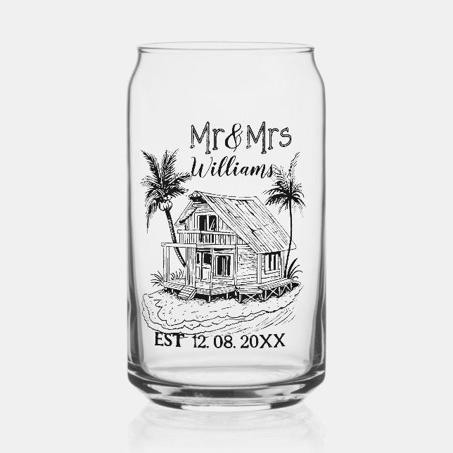 Tropical Island Beach Hut Name Est Mr And Mrs Can Glass (Front)