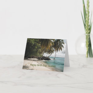 Tropical Island Beach Ocean Personalised Birthday Card