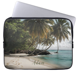 Tropical Island Beach Ocean Personalised Name Laptop Sleeve