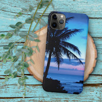 Tropical Island Beach Ocean Pink Blue Sunset Photo