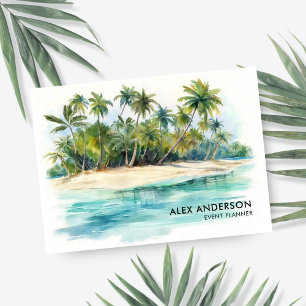 Tropical Island Beach Palm Tree Business Card