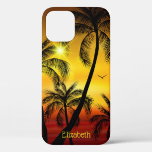 Tropical Island Beach Palms Name Personalised iPhone 12 Case
