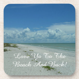 Tropical Island Beach Photo Quote Typography Coaster