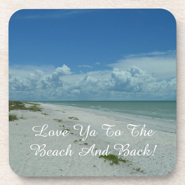 Tropical Island Beach Photo Quote Typography Coaster (Front)