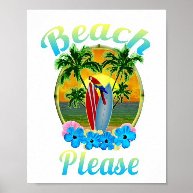 Tropical Island Beach Please Colorful Poster (Front)