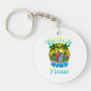 Tropical Island Beach Please Colourful Key Ring