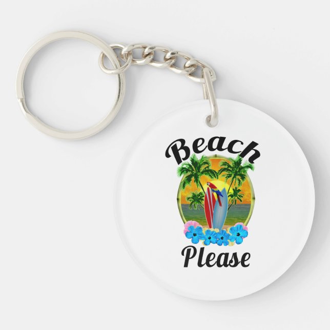Tropical Island Beach Please Light Key Ring (Front)
