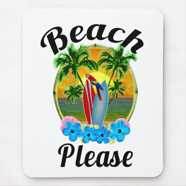 Tropical Island Beach Please Light Mouse Mat (Front)