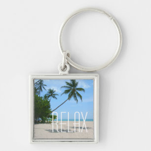 Tropical Island Beach "Relax" Keychain