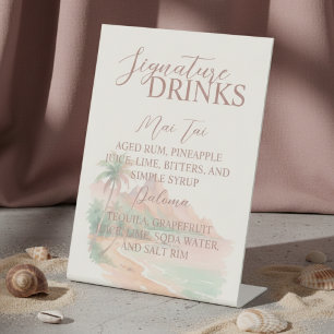 Tropical Island Beach Signature Drink Wedding  Pedestal Sign