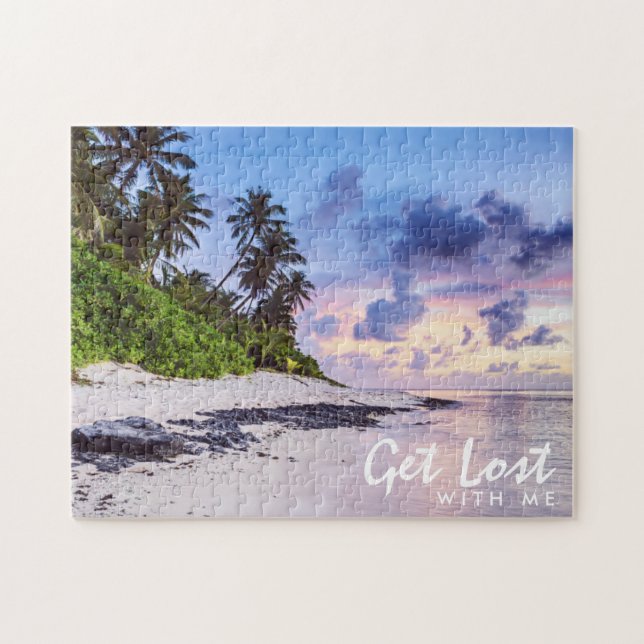 Tropical Island Beach Sunset Get Lost Jigsaw Puzzle (Horizontal)
