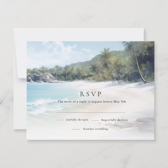 Tropical Island Beach Wedding RSVP (Front)