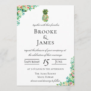 Tropical Island Botanical Pineapple Wedding Invitation