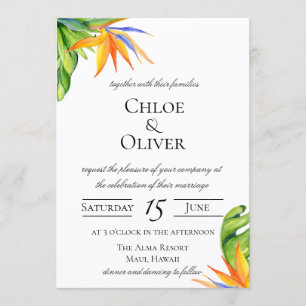Tropical Island Botanical Wedding Invitation