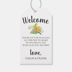 Tropical Island Botanical Wedding Welcome Bag Gift Tags