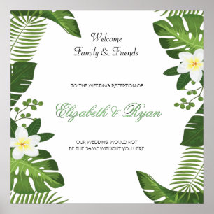 Tropical Island Botanical  Wedding Welcome Poster