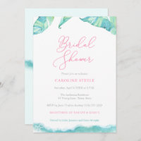 Tropical Island Bridal Shower Aqua and Fuchsia