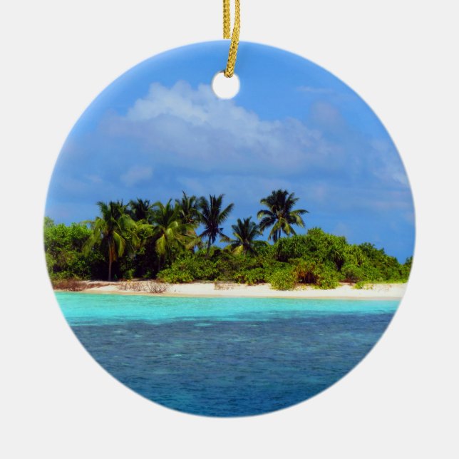 Tropical Island Ceramic Tree Decoration (Front)