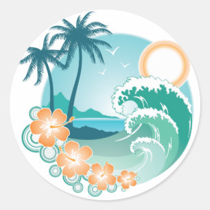 Tropical Island Classic Round Sticker