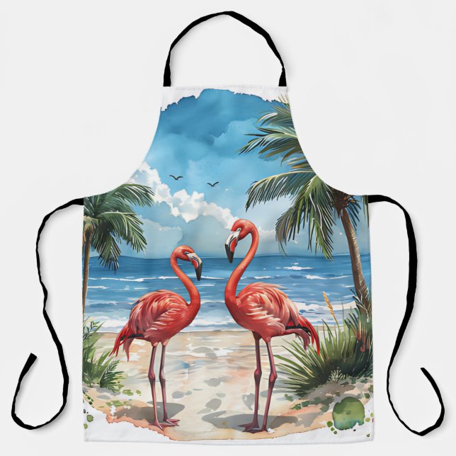 Tropical Island Flamingo Apron (Front)