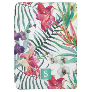 Tropical Island Floral Pattern with Monogram iPad Air Cover