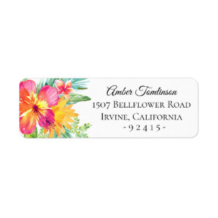 Tropical Island Floral Return Address