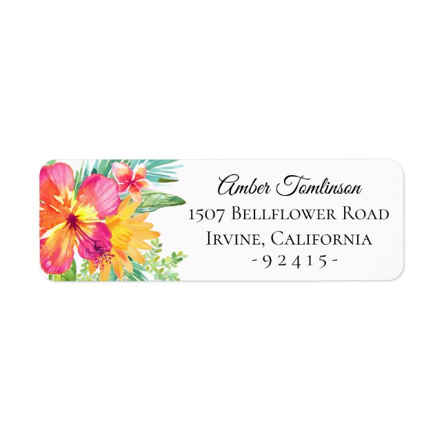 Tropical Island Floral Return Address (Front)