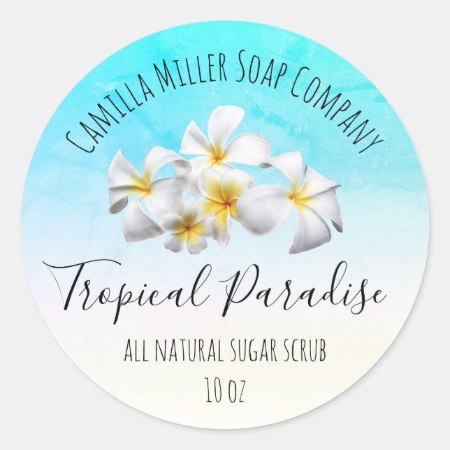 Tropical Island Floral Sugar Scrub Product Label (Front)