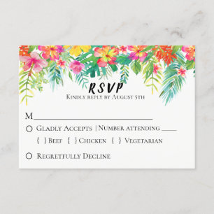 Tropical Island Floral Wedding RSVP Card