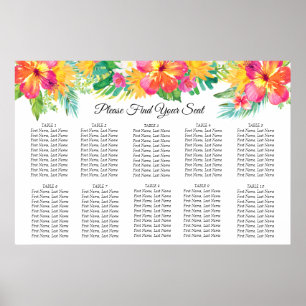 Tropical Island Floral Wedding Seating Chart